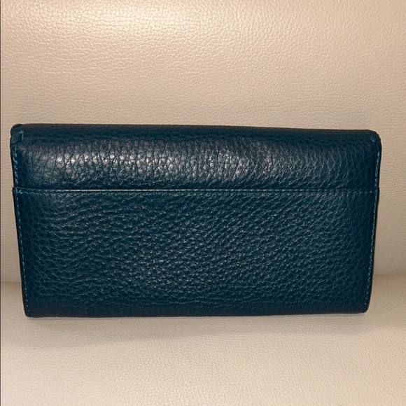 Tory Burch Marion Whipstitch Continental Teal Leather Wallet, NWOT - Picture 9 of 9